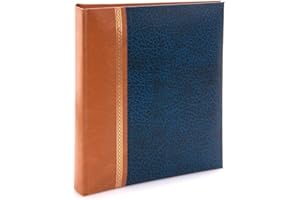 Kenro Grace Classic Photo Album for 200 Photos 6x4 / 10x15cm - Navy Blue Faux Leather Slip-In Pages & Memo Space. Premium Photo Album for All Occasions - KD101UE