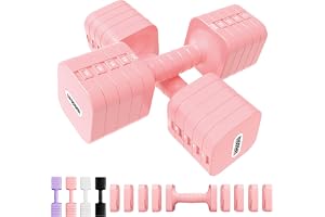 20 kg justerbart hantlarset, 5-i-1 hantlar, set om 2 (2/4/6/8/10 kg per hantel), vikter hantlar kvinnor män justerbar dumbbel