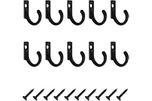 DaiUni Haczyki do wkręcania, haczyki w stylu vintage, czarne, materiał ze stopu cynku, wieszak na ubrania pojedyncze, do sypialni i kuchni, 10 szt.