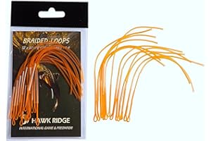 HAWKRIDGE - 12 Pieces of MEDIUM ORANGE Fly Fishing Braided Loops - Tight Weave Fly Line Connections - Size # 6-9 to 30lb