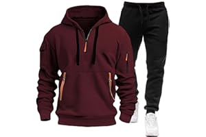Qixiu 2 Piece Tracksuit Mens Plus Size Hoodie Tracksuit Mens Full Set Solid Long Sleeve Printed Jogging Suits Fall Sweatpants Set Winter Casual Men's Sportswear Sweatshirt Suit Sale