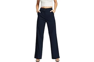 femiss Women's Wide Leg Trousers Tailored Office Work Smart Formal Relaxed Fit Trouser