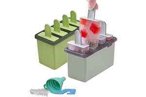 BANGP Plastic Ice Lolly Moulds Set,2PCS Popsicle Molds,Ice Cream Moulds Reusable DIY Ice Pop Moulds for Kids Frozen Popsicle with Sticks and Cleaning Brush and Silicone Folding Funnel(Green +Gray)