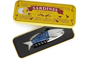balvi Korkenzieher Conserverie Sardines Farbe Blau Flaschenöffner in Metallschachtel Blech