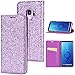 Produktbild Sycode Elegant Edel Stilvoll Luxus Lila Glitzer PU-Leder Buchstil Wallet Brieftasche Schutzhülle Etui für Samsung Galaxy S9-Lila