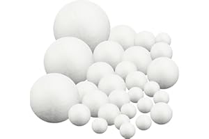 Gukasxi 92 Bolas de Espuma, 6 Tamaños Bolas de Poliestireno, Bolas de Espuma de Poliestireno para Manualidades, Proyectos Escolares, Decoraciones de Navidad