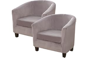 LiveGo Funda de Terciopelo para Silla de Club, Funda elástica para Silla de baño, Funda para sillón sofá, Protector de Muebles,2 Piezas,Funda para Silla de Brazo para Sala de Estar