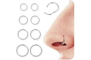 Diamday 8pcs Nariz Anillos Aro Pendientes 16G/18G Clicker Piercing Nariz 316L Acero Quirúrgico Septum Anillo Piercing Oreja Labio Anillo Tragus Hélice Daith Cartílago Rook Pendientes 6mm/8mm/10mm/12mm