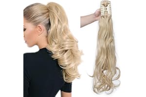 SEGO Coda di Cavallo Extension Capelli Biondi con Pinza Clip Ricci Mossi Lunghi Ponytail Ondulate Sintetiche Fascia Unica 60cm 150g - Biondo mix Biondo Chiarissimo