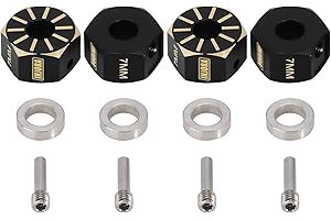 INJORA Rad Hex Nabe Schwarze Beschichtung Messing Rad Adapter für Axial SCX10 PRO SCX10 III UTB10 Capra Upgrade 1/10 RC Crawler,7mm