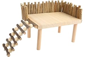 YOSOO HEALTH GEAR Hamsterplattform, Kletterzubehör, Kleiner Haustierspielplatz, Hamster Klettergerüst aus Holz mit Zaun für Parror, Rennmaus, Eichhörnchen, Ratte, Hamster, Goldbär, Vogel(Universaltyp)