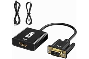 ICZI Adapter HDMI na VGA 1080P z gniazdem audio 3,5 mm, aktywny konwerter HDMI żeński na VGA męski do TV Stick, HDTV, wyświetlacza, monitora, Chromebooka, 360, PS4 i innych