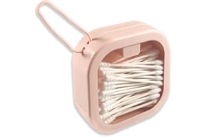 MOYACA Hair Tie Organizer Box QTip Holder Canister with Lid for Cotton Pads Swabs, Floss, Hairpins, Jewelry Crafts Holder Portable Travel Dispenser Container Storage Small Items on Desktop, Pink