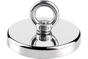 Powmag 590KG Haftkraft Neodym Ösenmagnet Magnete, N52 Super extra Starker Bergemagnet Perfekt zum Magnet Angel Magnetfischen - Ø 120mm Suchmagnet mit Öse Neodymium Topfmagnet