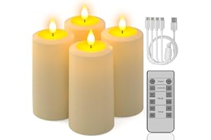 PChero uppladdningsbara ljus, 4-pack batterier flamlösa LED-pelarljus
