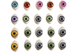 EXCEART 100pcs Oval Doll Eyes Realistic Resin Eyes Craft Eyes Eyeballs for DIY Sewing Craft Dolls Bears Animal Stuffed Toys Masks (12x16MM Mixed Color)
