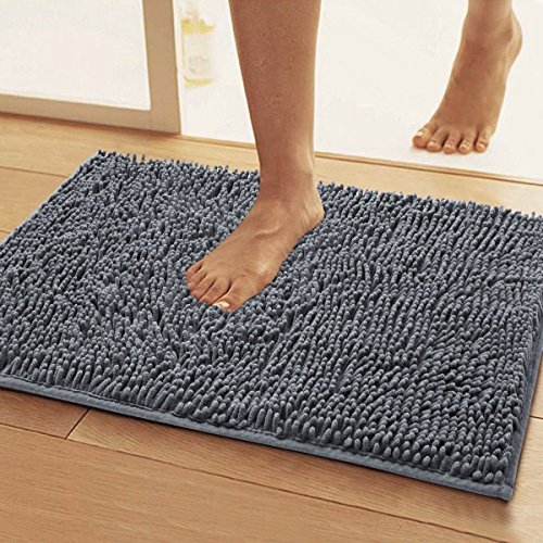 Leefrei Badematten Set in 2 teilig: Badvorleger 50 x 80 cm + WC-Vorleger 50 x 50 cm (50x80cm Set, Grau) - 4