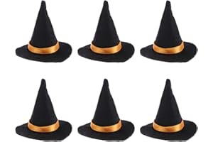 AMOSFUN 6pcs Halloween Mini Witch Hats Wine Bottle Topper Decorations Ornaments Halloween Party Favors