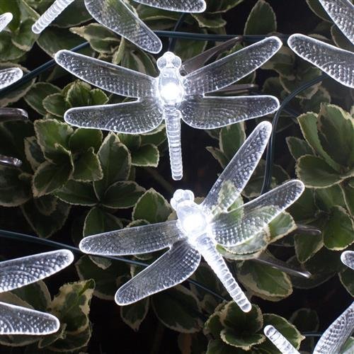 solar Lichterkette mit 24 Libellen weiß für Innen,außen,party,weihnachten,Hochzeit,Garten,Terrrassen,Balkonen - 3