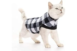 EXPAWLORER Kapuzenpullover für Hunde, Katzen, Welpen, kleine Tiere, Small, Black and White Plaid