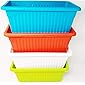 OSHIGREENS Plastic Plastic Rectangular Flower pots Multicolour ,13 x 35 x 18 cm, 4 Pieces