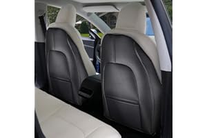 BASENOR Tesla Model 3 Model Y Model S Model X Protezione per sedili posteriori in pelle Tappetini per sedili posteriori per bambini Tasca extra per organizer Impermeabile antigraffio 2019-2024