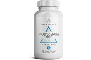LIFE BALANCE Molybdenum - 120 x 200mcg Capsules - Metabolic Support - as Glycine (Amino Acid) Chelate - Trace Mineral - Vegan - UK Made Supplement - No Additives - GMP - Pullulan