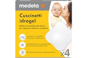 Medela Cuscinetti Idrogel con Effetto Lenitivo e Rinfrescante per Capezzoli Dolenti o Screpolati, Sterili e Confezionati Singolarmente, Confezione da 4 Pezzi