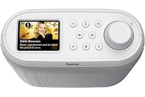 ‎HAMA Hama DIR400 radio cyfrowe DAB+ (radio internetowe, Bluetooth RX, FM, montaż podszafkowy lub pionowy, 2,4” wyświetlacz TFT, Wi-Fi 2,4/5 GHz, dwa alarmy, białe)