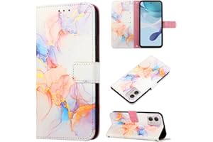 COTDINFOR Compatible with Motorola Moto G13 / G23 / G53 Phone Case Wallet Flip Cover PU Leather Magnetic Closure Kickstand Shockproof Protective Case for Moto G13 / G23 / G53 Marble Colorful YB.