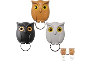 Ellxen 3 Stück Schlüsselhalter für Wand,Eulenschlüsselhalter,Schlüsselanhänger Aufhängen Wand,Schlüssel Es öffnet Augen,für Aufhängen von Schlüsseln Zu Hause,im Büro（Schwarz+Weiß+Kaffee）