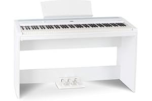 Steinmayer P-60 WM Compact Piano (Stagepiano mit 88 Tasten und passendem Unterbau, Hammermechanik, Anschlagdynamik, 128-fach polyphon, 14 Sounds, inkl. Notenhalter und Netzteil) weiß