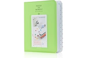 AMIMY Album photo 64 pochettes pour appareil photo instantané Fujifilm Instax Mini LiPlay 11 7s 8 8+ 9 25 26 50s 70 90, Polaroid Snap SnapTouch PIC-300 Z2300 Mint Zip (Vert citron)