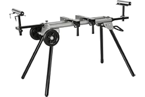 DURHAND Arbeitstisch für Kapp- und Gehrungssägen Sägengestell Kappsäge Stahl Schwarz+Silber Seitenverlängerung 123,5-245 cm