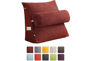 Nicole Knupfer Lesekissen Rückenkissen Kissen Dreieck Rückenlehne Keilkissen Taille Kissen Sofa Bürostuhl Lesen Bett Kissen Keilkissen mit Nackenrolle Fernsehkissen (Weinrot,45x45x20cm)