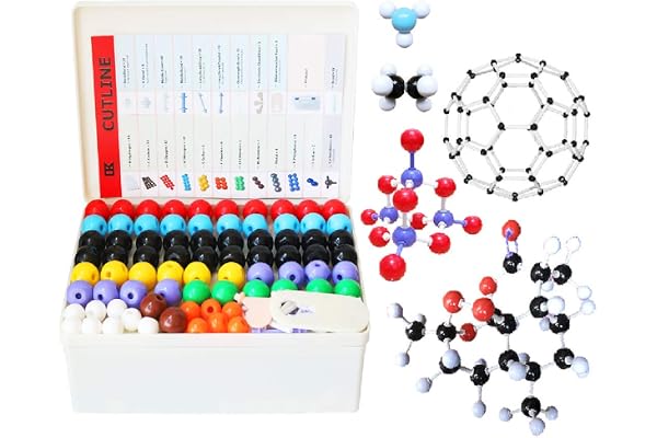 LINKTOR Kit de Modèle Moléculaire de Chimie (444 pièces) pour étudiant ou Enseignant pour l'apprentissage de la Chimie Organique et inorganique modèle de Structure Chimique Un Ensemble de fullerène