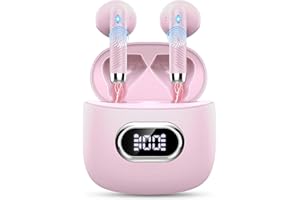 Drsaec Casque Bluetooth, écouteurs Bluetooth avec HD Mic, mini casque sans fil intra-auriculaire stéréo HiFi, annulation de bruit, LED Displya USB-C, écouteurs Bluetooth IP7 étanche pour iOS et