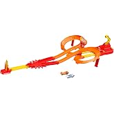 Hot Wheels oyuncak araba ve pist seti, 2 adet 1:64 &ouml;l&ccedil;ekli metal ara&ccedil;la yarış ve &ccedil;arpışma, Hot Ones Otoyol Oyun Seti ve kolay