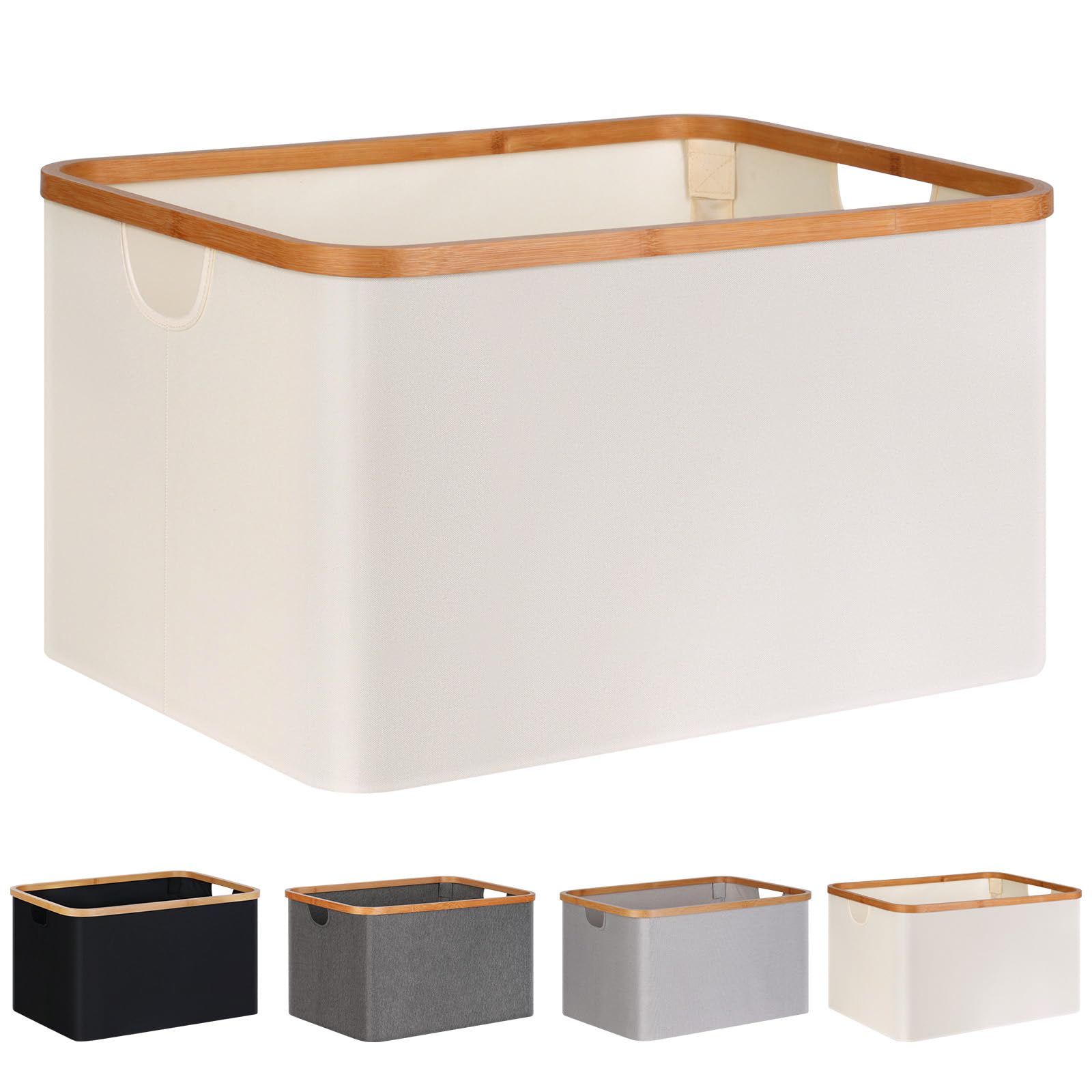 efluky Cesto Portabiancheria Pieghevole in Tessuto di Bambù 60L, Cesto Portaoggetti Versatile, Cesti Portabiancheria Sporco per Lavanderia e Camera da Letto Bagno (Beige) - 1