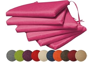‎CHILLY PILLEY chilly pilley 6X Gartenkissen Stuhlkissen Set Gartenstühle Stuhlauflage Sitzkissen Sitzpolster Auflage Gartensitzkissen Garten Kissen (6er Set, Rosa)