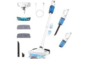 Anluomafuy Akku Staubsauger mit Wischfunktion, Stabstaubsauger beutellos mit Anti-Tangle-Bodenbürste, 2-in-1 Staubsauger kabellos für Zuhause, für Hartböden Teppich Tierhaare und Auto