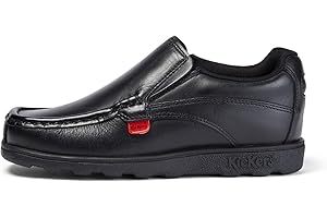 Kickers Boy's Fragma Slip On Moc Toe Comfortable Leather Shoes | Smart Everyday School Look | Easy Slip-On Style, Cushioned for All-Day Wear