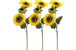 Aisamco 3 sztuki sztuczne słoneczniki 3 łodygi, jedwabne kwiaty, sztuczne kwiaty, jedwab, kwiaty, aranżacja, do domu, hotelu, biura, na wesele, ogród, rzemiosło, sztuka dekoracji
