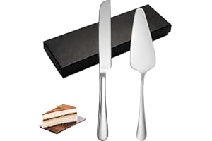 Tibapla Set di Coltelli e Server per Torta Nuziale, Acciaio Inossidabile Coltello da Torta, Paletta per Torta, Taglia Torta a Fette per Matrimoni, Compleanni, Feste