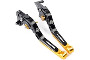 BXMoto Moto CNC freno leve di frizione regolabile Set pieghevole allungabile per Yamaha YZF R6 YZFR6 1999-2017 Nero-Oro Yamaha YZF R6 2005-2016