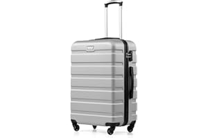 COOLIFE Valigie Valigia Trolley rigido ultraleggero e capiente,Chiusura a combinazione laterale con TSA, 4 ruote per facilitare il trasporto (Argento, 67cm)