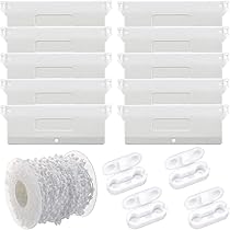 Lot De 2 Chaînes Pour Stores Verticaux - 10 M + 100 Clips - Compatible Lattes 89 Mm Et 127 Mm - Plastique Blanc Durable