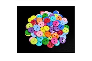 PARTIKRAFT (Pack of 100) Mixed Colour 9mm Buttons - 2 Hole Small Round Plastic Buttons