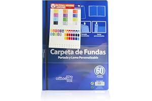 Carpeta de Fundas Personalizable (Portada y Lomo) - Tamaños A4+ y A5 - Tapas Rígidas - Office Box (A4+ 60 Fundas)