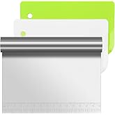 Vicloon Dough Scraper, 2 PCS Plastic and 1 PC Stainless Steel, Scraper Cutter, Spatula for Baking Butter Cream, Bread Cake